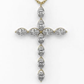 2 ctw Marquise Diamond Designer Cross Necklace 18K Yellow Gold