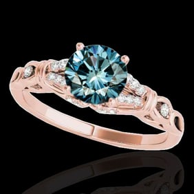 1.2 ctw SI Certified Fancy Blue Diamond Solitaire Ring 10k Rose Gold