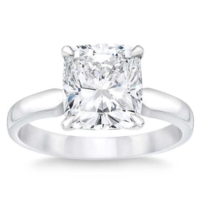 Natural 3 CT Diamond Solitaire Ring 18K White Gold