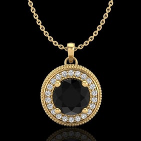 1.25 ctw Fancy Black Diamond Art Deco Stud Necklace 18k Yellow Gold