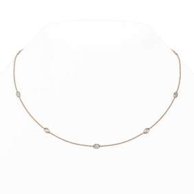 2.25 ctw Marquise Diamond Station Necklace 18K Rose Gold