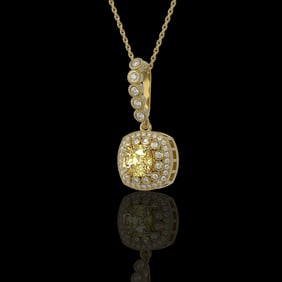 1.95 ctw Canary Citrine & Diamond Victorian Necklace 14K Yellow Gold