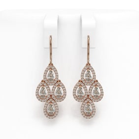 3.61 ctw Pear Cut Diamond Micro Pave Earrings 18K Rose Gold
