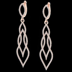 1.90 ctw Micro Pave VS/SI Diamond Certified Earrings 14k Rose Gold