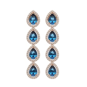 7.81 ctw London Topaz & Diamond Micro Pave Halo Earrings 10k Rose Gold