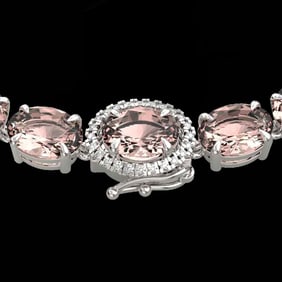 64 ctw Morganite & VS/SI Diamond Micro Necklace 14k White Gold