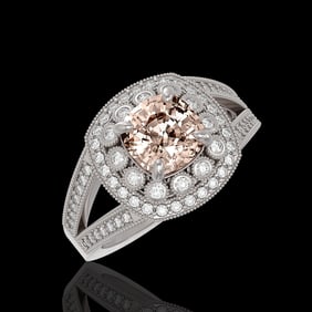 2.29 ctw Certified Morganite & Diamond Victorian Ring 14K White Gold