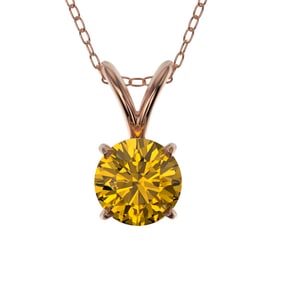0.53 ctw Certified Intense Yellow Diamond Necklace 10k Rose Gold