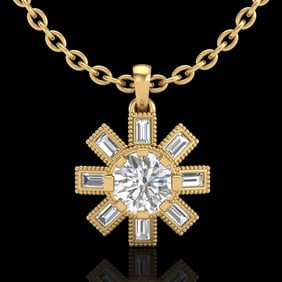 1.33 ctw VS/SI Diamond Solitaire Art Deco Necklace 18k Yellow Gold