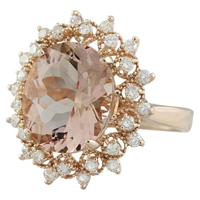 Morganite Diamond Ring 14K Rose Gold