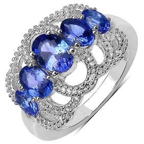 2.13 CT Genuine Tanzanite 14K White Gold Ring