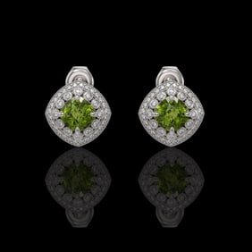 4.39 ctw Tourmaline & Diamond Victorian Earrings 14K White Gold