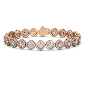 9.94 ctw Cushion Cut Diamond Micro Pave Bracelet 18K Rose Gold