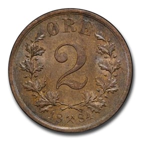 1884 Norway 2 Ore MS-63 PCGS