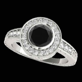 2 ctw Certified VS Black Diamond Solitaire Halo Ring 10k White Gold