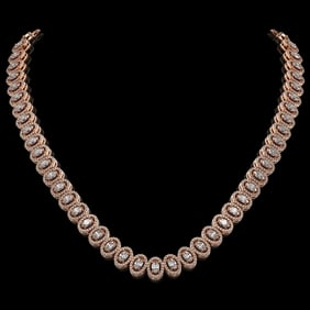 24.19 ctw Oval Cut Diamond Micro Pave Necklace 18K Rose Gold