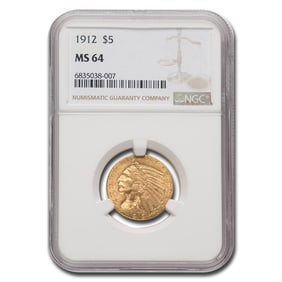 1912 $5 Indian Gold Half Eagle