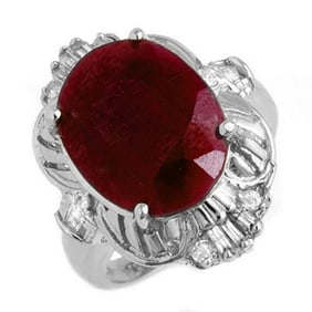 7.84 ctw Ruby & Diamond Ring 18k White Gold