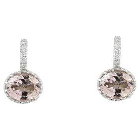 Morganite Diamond Earrings: 14K White Gold