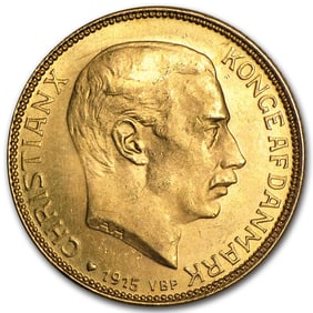 1913-1917 Denmark Gold 20 Kroner Christian