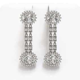 7.47 ctw Rare Oval Diamond Earrings 18K White Gold