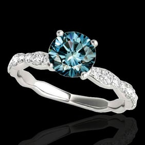 1.4 ctw SI Certified Fancy Blue Diamond Solitaire Ring 10k White Gold