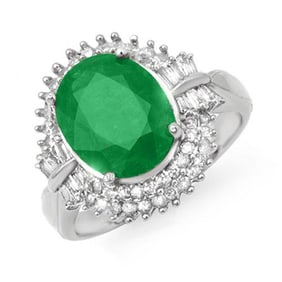 5.04 ctw Emerald & Diamond Ring 18k White Gold