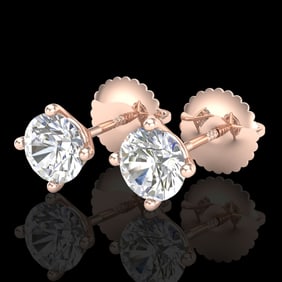 1.01 ctw VS/SI Diamond Solitaire Art Deco Stud Earrings 18k Rose Gold
