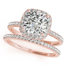 1.26 ctw Certified VS/SI Cushion Diamond 2pc Set Halo 14k Rose Gold