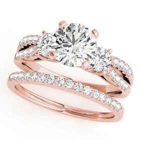 1.46 ctw VS/SI Diamond 3 Stone 2pc Wedding Set 14k Rose Gold