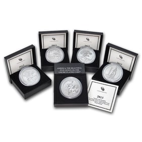 2013-P 5-Coin 5 oz Silver Burnished
