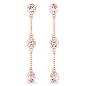 1.62 CT Genuine Morganite 14K White Gold Earrings