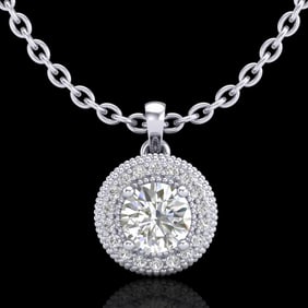 1 ctw VS/SI Diamond Solitaire Art Deco Stud Necklace 18k White Gold