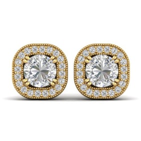 1.35 ctw Certified VS/SI Diamond Stud Micro Earrings 14k Yellow Gold