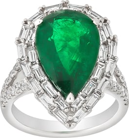 Emerald & diamond ring in 18k