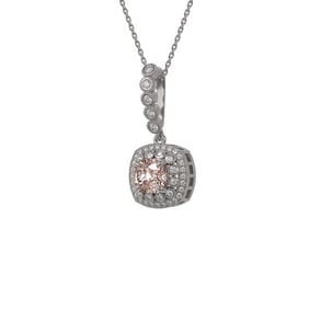 2.15 ctw Morganite & Diamond Victorian Necklace 14K White Gold