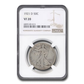 1921-D Walking Liberty Half Dollar VF-20