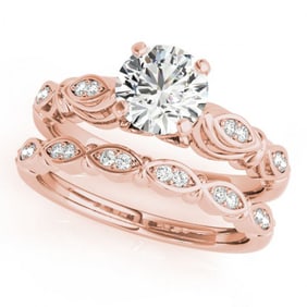0.52 ctw Certified VS/SI Diamond 2pc Wedding Set Antique 14k Rose Gold