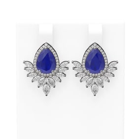 11.14 ctw Sapphire & Diamond Earrings 18K White Gold