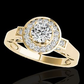 1.5 ctw Certified Diamond Solitaire Halo Ring 10k Yellow Gold
