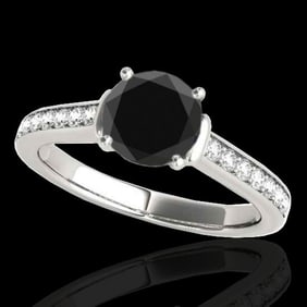 1.5 ctw Certified VS Black Diamond Solitaire Ring 10k White Gold