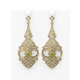 6.56 ctw Fancy Yellow Diamond Earrings 18K Yellow Gold