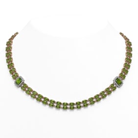 37.23 ctw Tourmaline & Diamond Necklace 14K Rose Gold