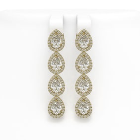 6.01 ctw Pear Cut Diamond Micro Pave Earrings 18K Yellow Gold