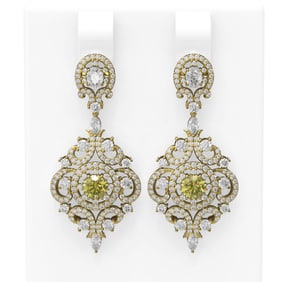 5.85 ctw Fancy Yellow Diamond Earrings 18K Yellow Gold