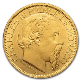 1882-1886 Monaco Gold 100 Francs Charles