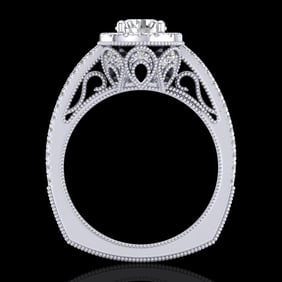 1.55 ctw VS/SI Diamond Solitaire Art Deco Ring 18k White Gold