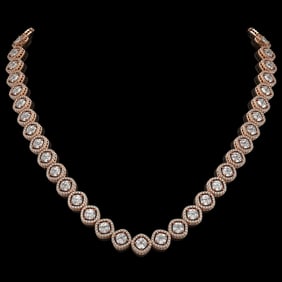 29.37 ctw Cushion Cut Diamond Micro Pave Necklace 18K Rose Gold