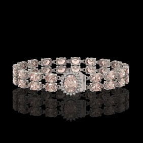 16.5 ctw Morganite & Diamond Bracelet 14K White Gold