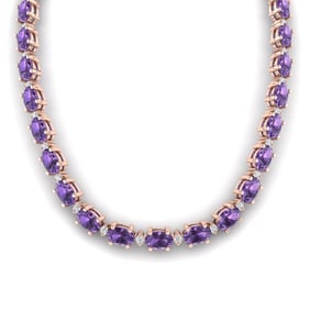 61.85 ctw Amethyst & VS/SI Diamond Eternity Necklace 10k Rose Gold